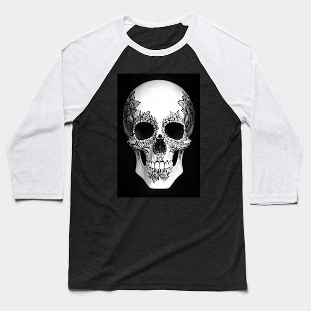 Sugar Skull Art Baseball T-Shirt by The Brushstrokes Boutique